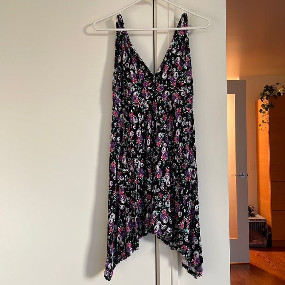 Asymmetrical Floral Mini Dress